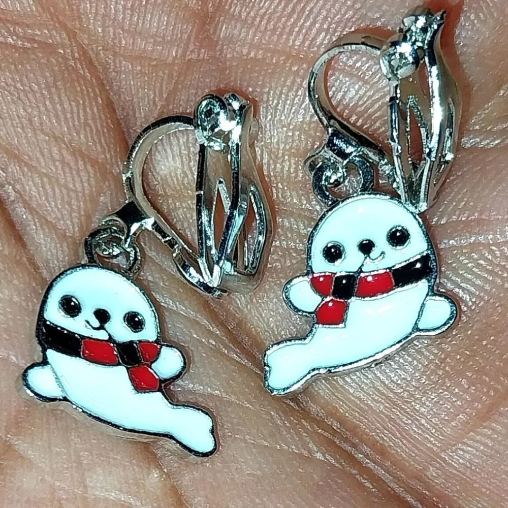 Super Cute White Kid's Fashion Clip-on Earrings